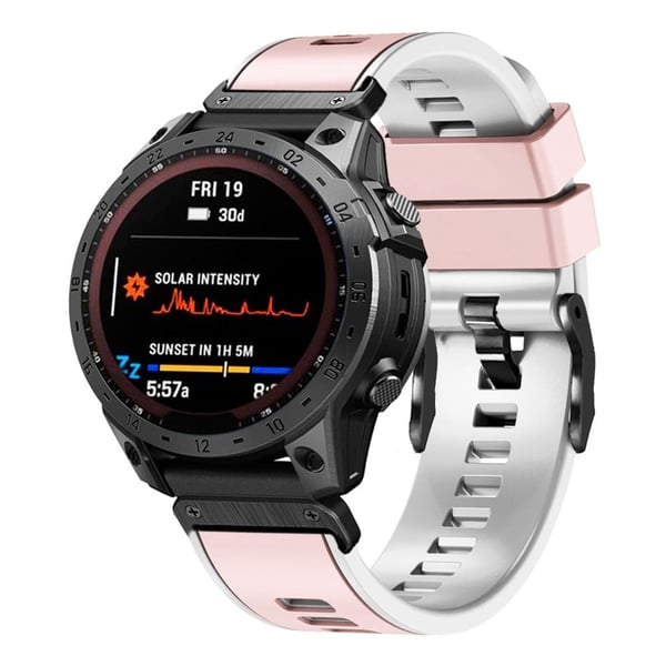 Tofarget klokkerem i silikon for Garmin Watch og Coros Vertix - Rosa / Hvit