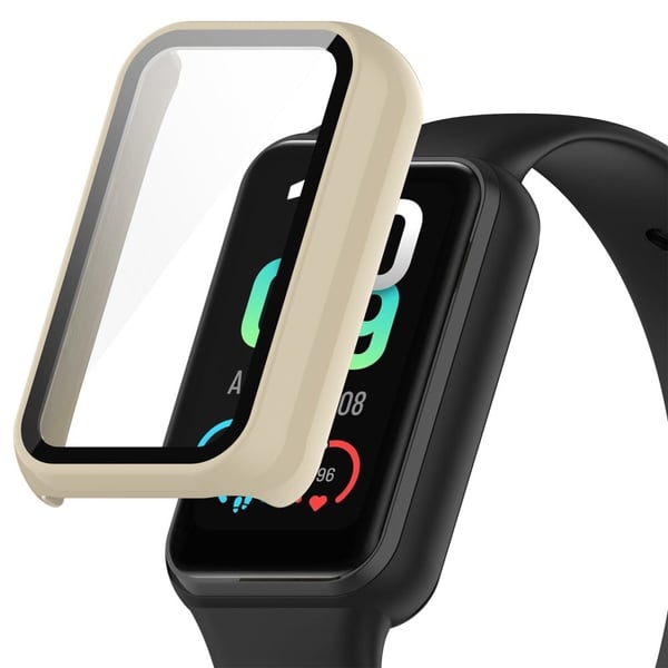 Amazfit Band 7 suojakuori karkaistulla lasilla - Norsunluunvalkoinen Amazfit Band 7 suojakuori karkaistulla lasilla - Norsunluunvalkoinen