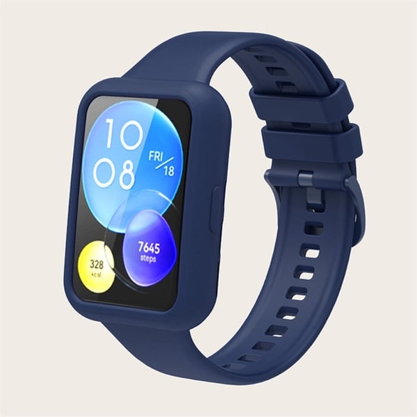 Huawei Watch Fit 2 klokkerem i silikon med deksel - Marineblå