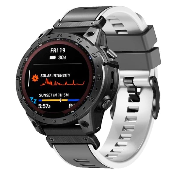 Tofarget klokkerem i silikon for Garmin Watch og Coros Vertix - Grå / Hvit