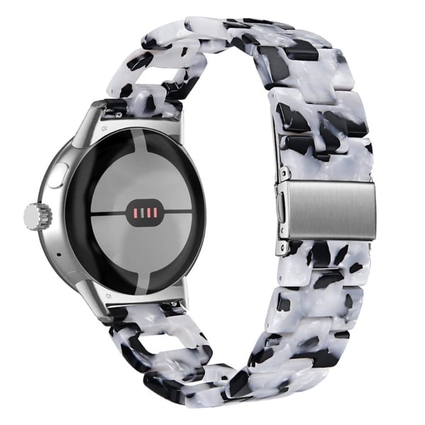 Google Pixel Watch D-muotoinen hartsityylinen kellohihna - Musta-Valkoinen Sekoitus