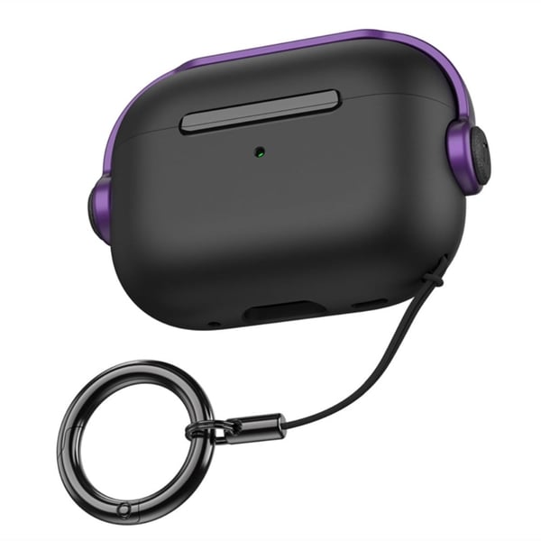 AirPods Pro 2 tofarget hodesett-etui med stropp - Svart / Lilla