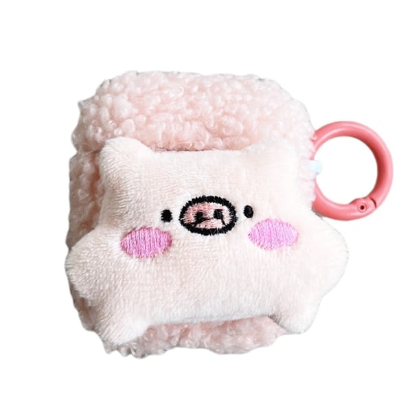 AirPods sødt, fluffy griseetui med spænde AirPods sødt, fluffy griseetui med spænde