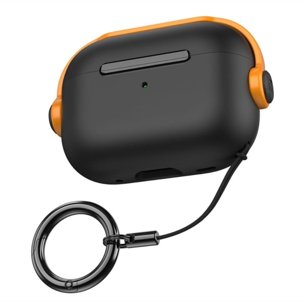 AirPods Pro 2 tofarget hodesett-etui med stropp - Svart / Gul AirPods Pro 2 tofarget hodesett-etui med stropp - Svart / Gul