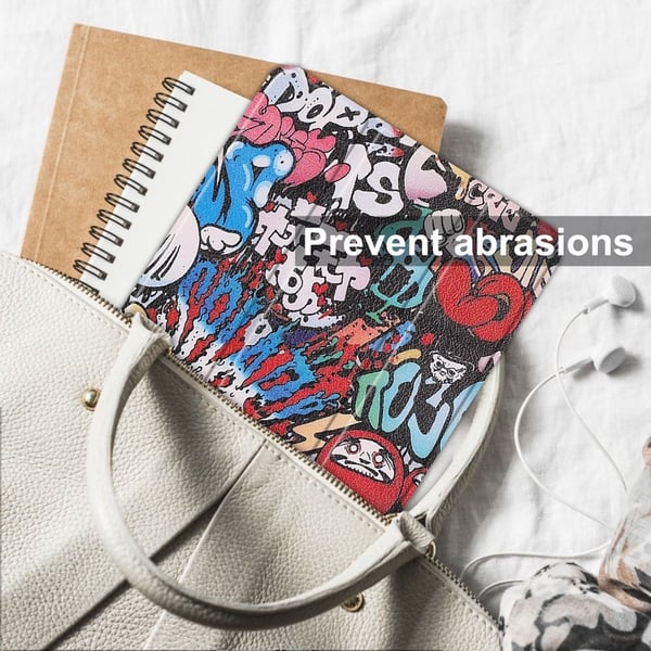 Nokia T21 trefoldig mønstret flip-etui i skinn - Graffiti
