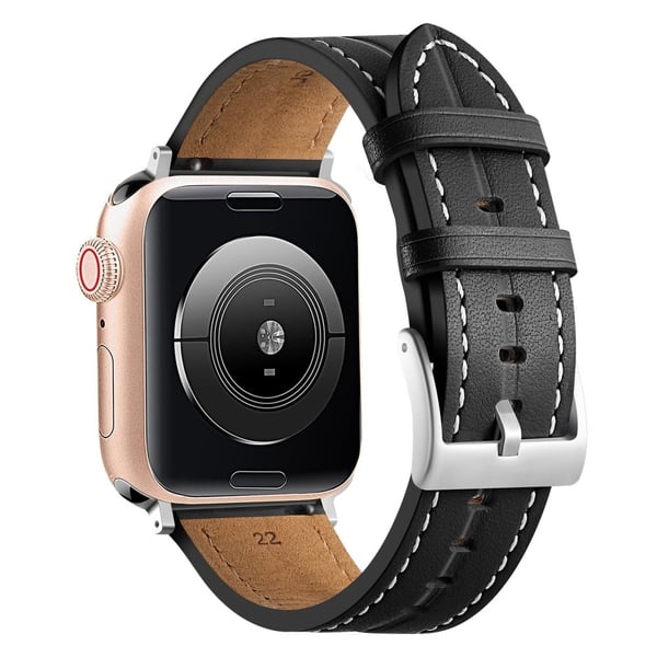 Apple Watch Series 8 (41mm) urrem i ægte læder - Sort