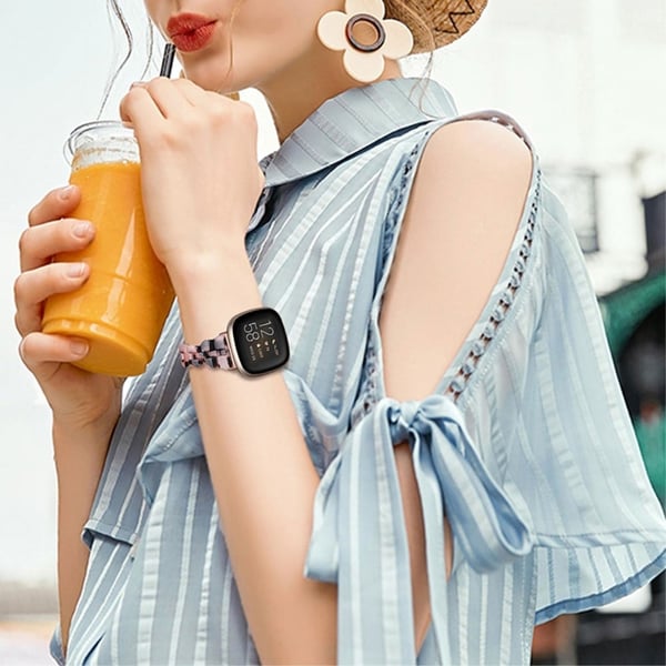 Fitbit Sense / Versa 3 urrem i resin-stil - Lyserød / Sort