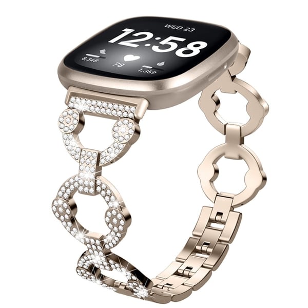 Fitbit Sense / Versa 3 klockarmband med strassdekor - Champagne Guld Fitbit Sense / Versa 3 klockarmband med strassdekor - Champagne Guld