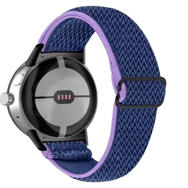 Kimmoisa kudottu kellohihna Google Pixel Watch -kelloon mustalla liittimellä - Violetti / Sininen