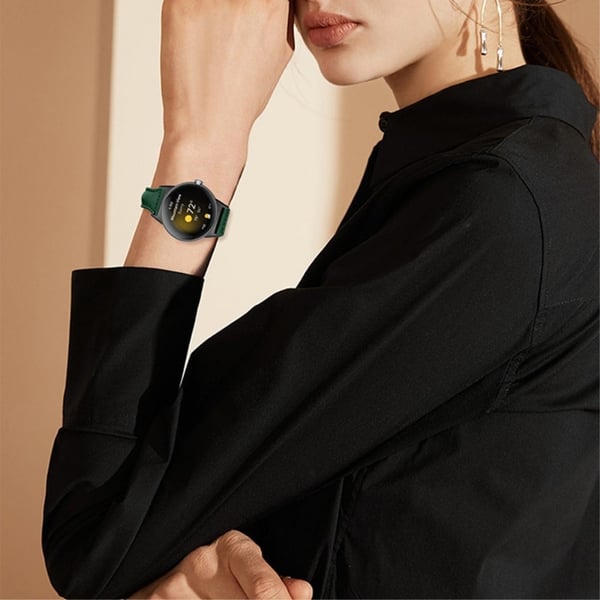 Google Pixel Watch urrem i ægte læder med sort stik - Fyrrenålegrøn