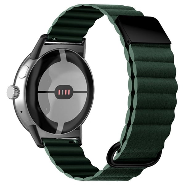 Google Pixel Watch klokkerem i ekte skinn med magnetisk spenne - Grønn