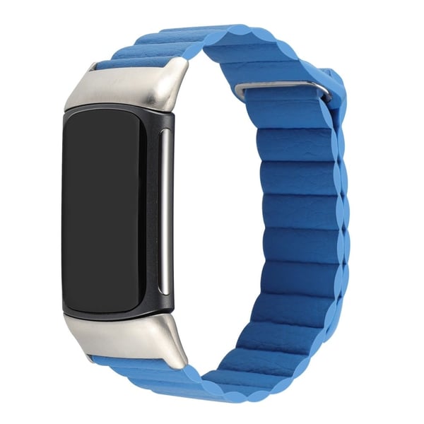 Fitbit Charge 5 urrem i ægte læder - Himmelblå