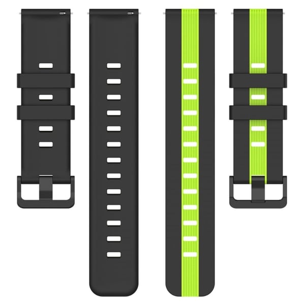 22 mm universal tofarget klokkerem i silikon - Svart / Lime