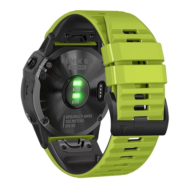 22 mm Garmin- og Coros-ur med dobbelt silikone-urrem - Grøn / Sort