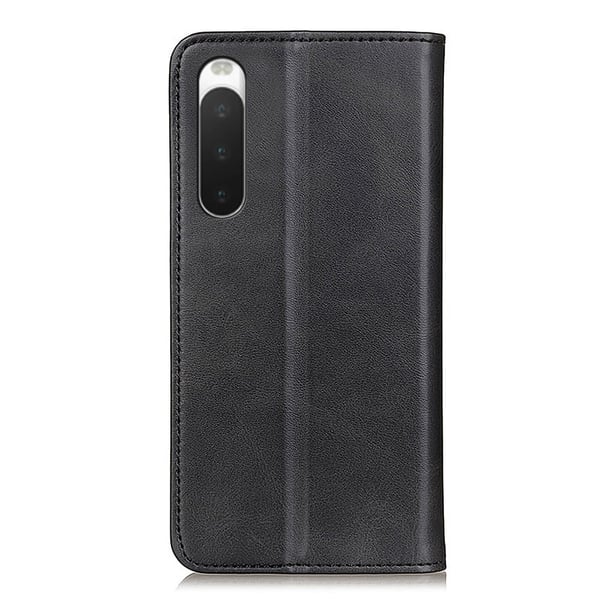 Flip Etui med Pung i Ægte Læder til Sony Xperia 10 V - Sort