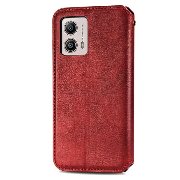 Læretui med A Stilfull Rhombus Imprint til Motorola Moto G53 - Rød