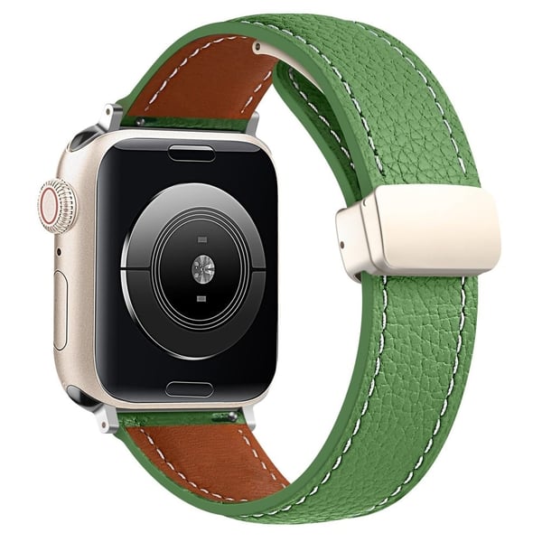 Apple Watch Series 8 (45mm) / Watch Ultra urrem i ægte læder - Grøn Apple Watch Series 8 (45mm) / Watch Ultra urrem i ægte læder - Grøn