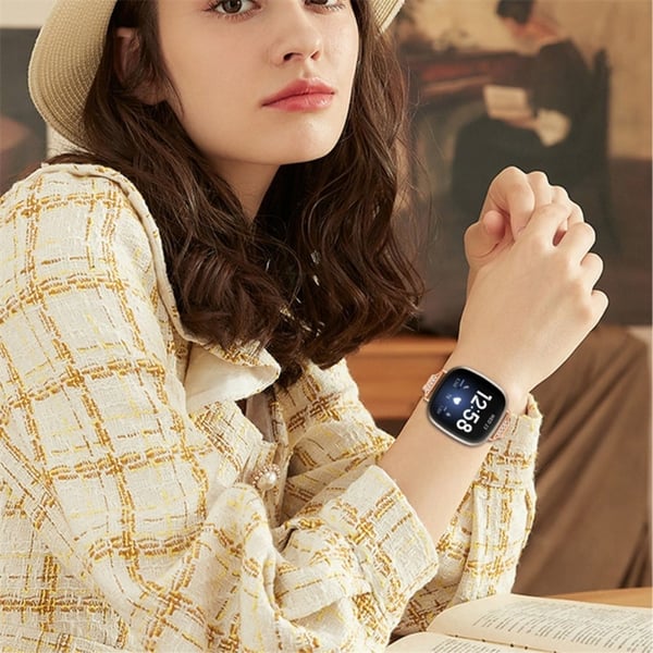 Fitbit Sense / Versa 3 elegant urrem med rhinestone dekoration - Rødguld