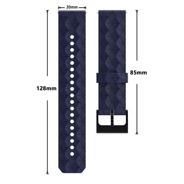 20 mm universal klokkerem i silikon i fotballstil - Marineblå