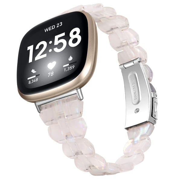 Fitbit Sense 2 / Versa 4 klokkerem i harpiksstil - Skjell Hvit