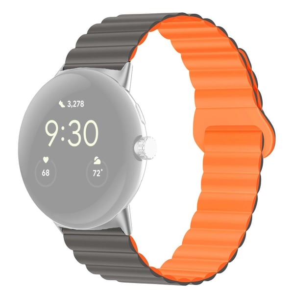 Google Pixel Watch tofarvet silikone-urrem - Grå / Orange Google Pixel Watch tofarvet silikone-urrem - Grå / Orange