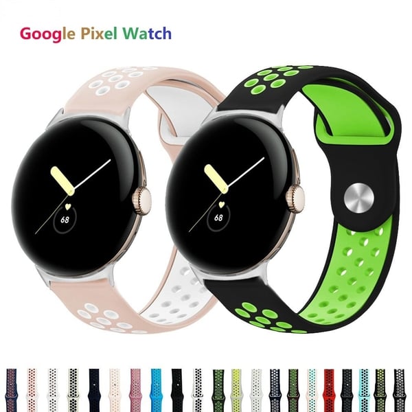 Google Pixel Watch tofarget klokkerem i silikon - Grønn / Blå