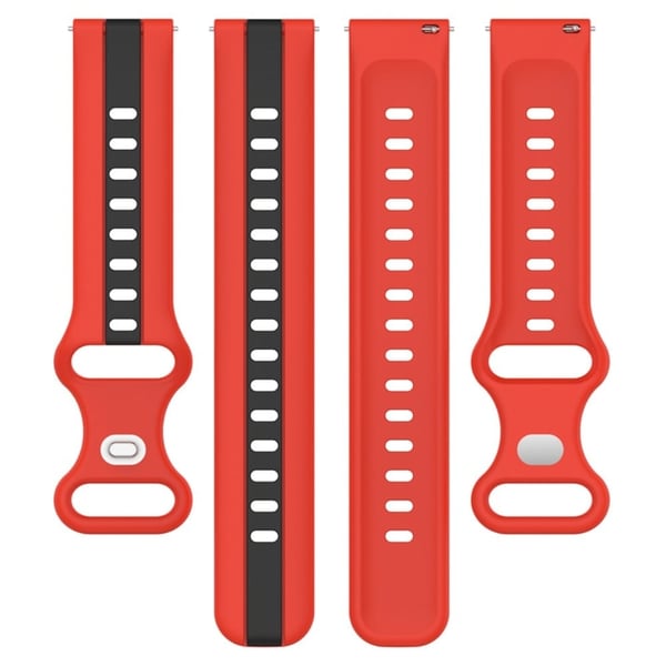 20 mm universel tofarvet silikone-urrem - Rød / Sort