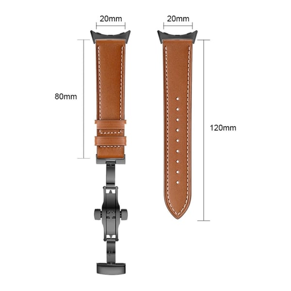 Google Pixel Watch klokkerem i ekte skinn med butteflyspenne - Sølvspenne / Hvit