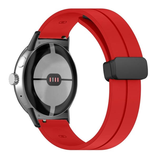 Google Pixel Watch silikoninen ranneke - Musta Solki / Punainen