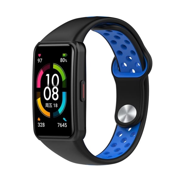 Huawei Band 6 / Honor Band 6 tofarget klokkerem i silikon - Svart / Blå
