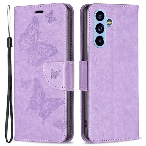 Butterfly läder Samsung Galaxy A54 fodral - Lila