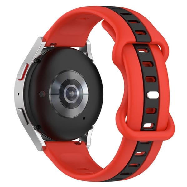 22mm Universal dual-color silikone urrem - Rød / Sort 22mm Universal dual-color silikone urrem - Rød / Sort