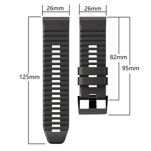 26 mm Garmin- og Coros-ur med dobbelt silikone-urrem - Militærgrøn / Sort