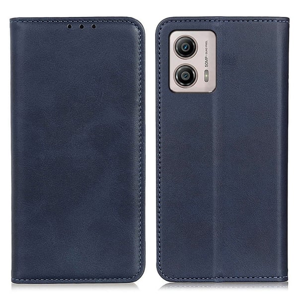 Flip Etui med Pung i Ægte Læder til Motorola Moto G23 / G13 / G23 - Blå