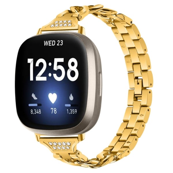 Fitbit Sense / Versa 3 elegant klokkerem med rhinestone dekor - Gull