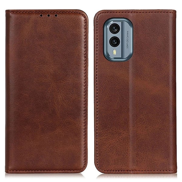 Flip Etui med Pung i Ægte Læder til Nokia X30 - Kaffe