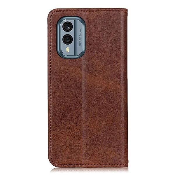Flip Etui med Pung i Ægte Læder til Nokia X30 - Kaffe