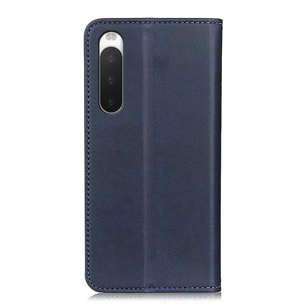 Flip Etui med Pung i Ægte Læder til Sony Xperia 10 V - Blå