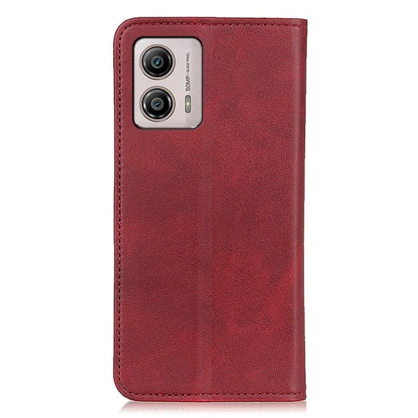 Flip Etui med Pung i Ægte Læder til Motorola Moto G23 / G13 / G23 - Rød