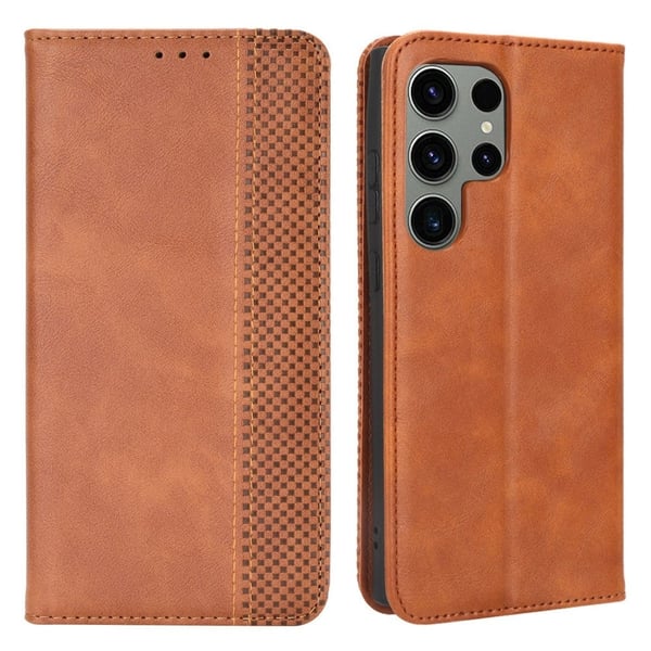 Bofink Vintage Samsung Galaxy S23 Ultra Læretui - Brun