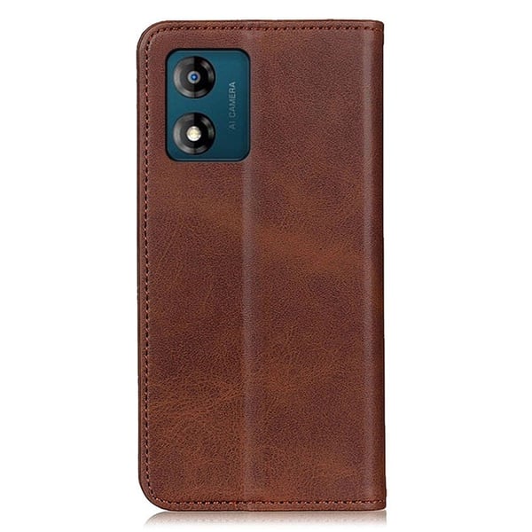 Lompakko-style Aitoa Nahkaa Läppäkotelo For Motorola Moto E13 - Kahvi