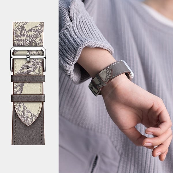 Google Pixel Watch urrem i ægte læder - Hvid Trykt