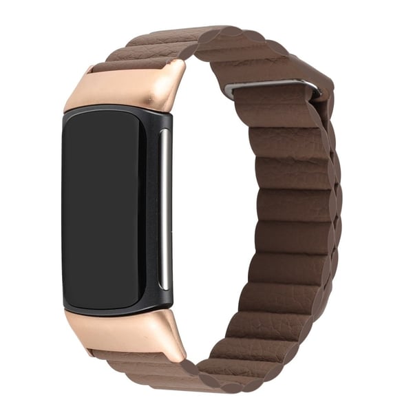 Fitbit Charge 5 klokkerem i ekte skinn - Kaffe