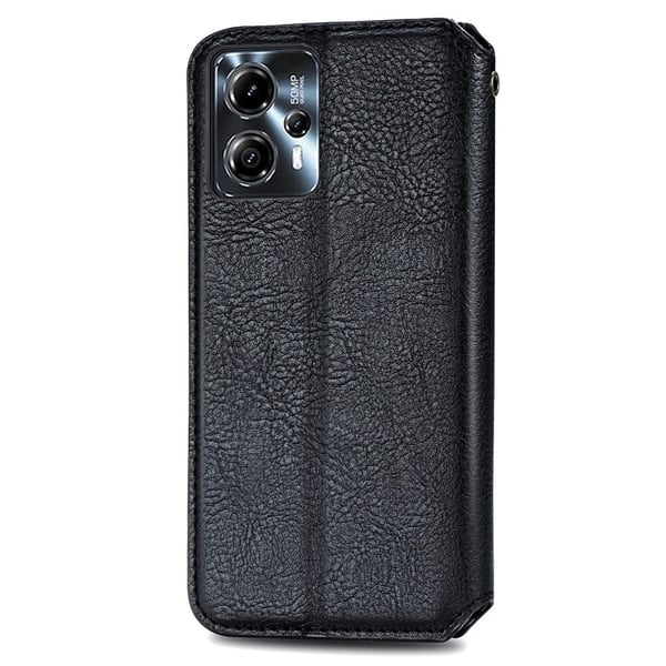 Læretui med A Stilfull Rhombus Imprint til Motorola Moto G23 / G13 - Svart