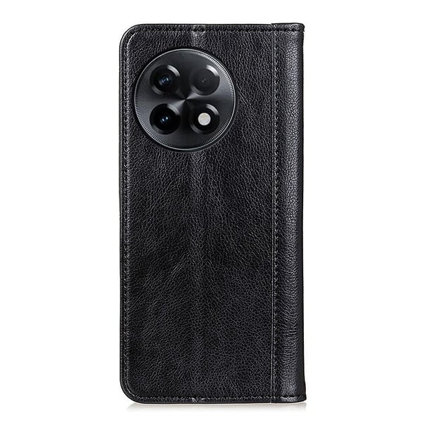 OnePlus 11R / OnePlus Ace 2 ægte læderetui med magnetisk lukning - Sort