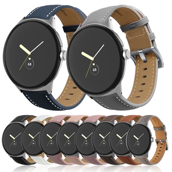 Google Pixel Watch urrem i ægte læder - Grå