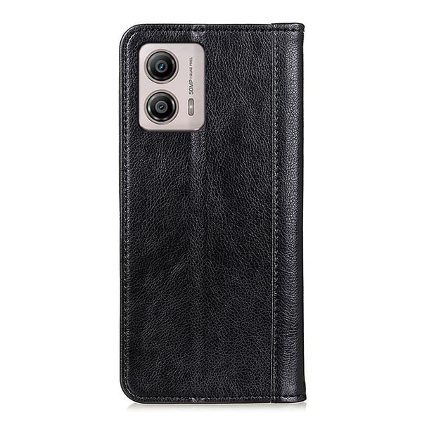 Ekte lærdeksel med magnetisk lukking for Motorola Moto G53 / Motorola Moto G13 / Motorola Moto G23 - Svart