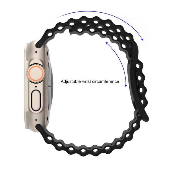 Apple Watch Series 8 (41 mm) klokkerem i silikon i havbåndstil - Grå