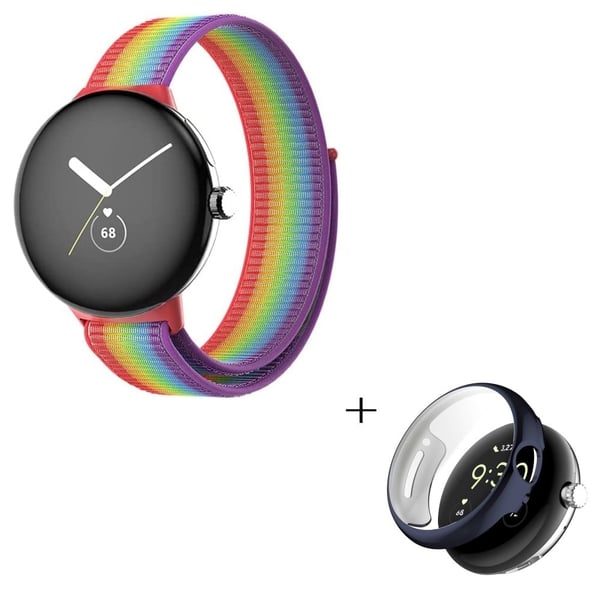 Google Pixel Watch-urrem i nylon med sort cover - Flerfarvet