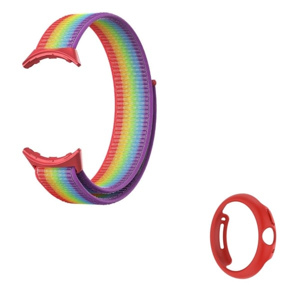 Elastisk klokkerem i nylon med svart deksel til Google Pixel Watch - Flerfarget Elastisk klokkerem i nylon med svart deksel til Google Pixel Watch - Flerfarget